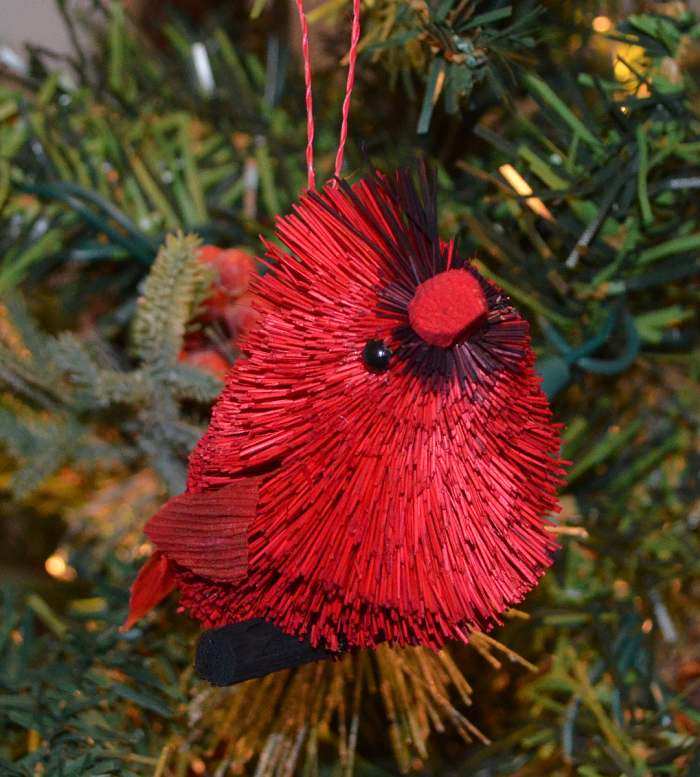 Brushart Bristle Brush Bird Ornament Cardinal