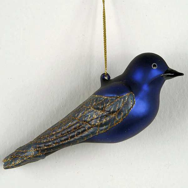 Blown Glass Bird Ornament Purple Martin