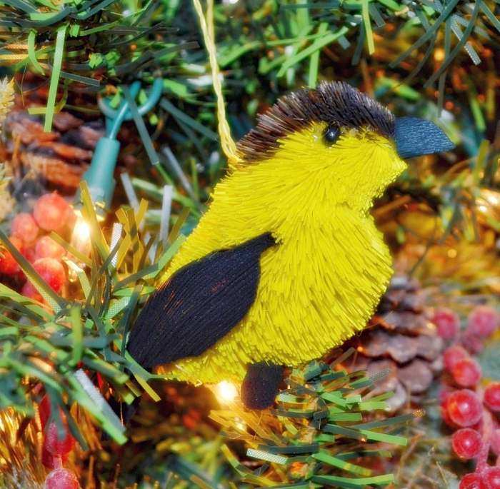 Brushart Bristle Brush Bird Ornament Goldfinch