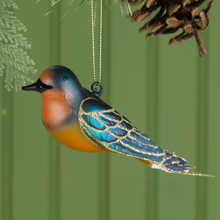 Blown Glass Bird Ornament Barn Swallow