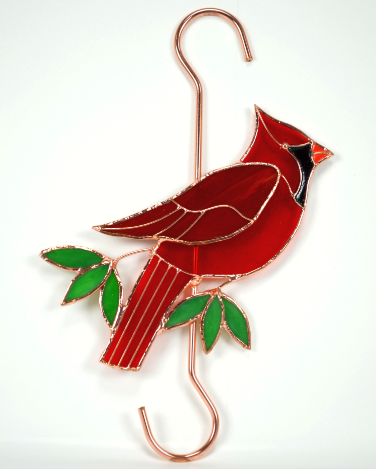 Stained Glass Garden Hook Cardinal