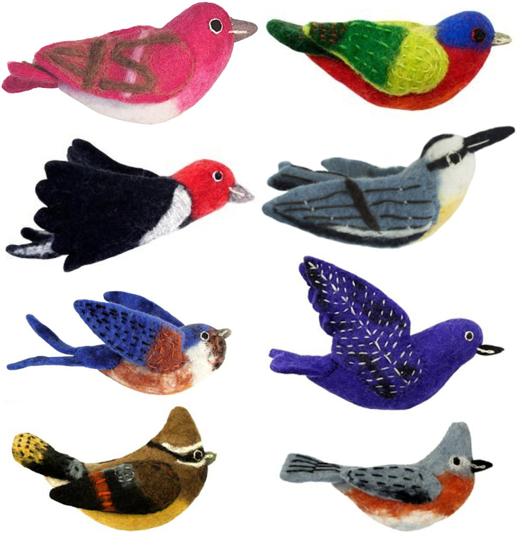 Wild Woolies Bird Ornament Collection II Set of 8