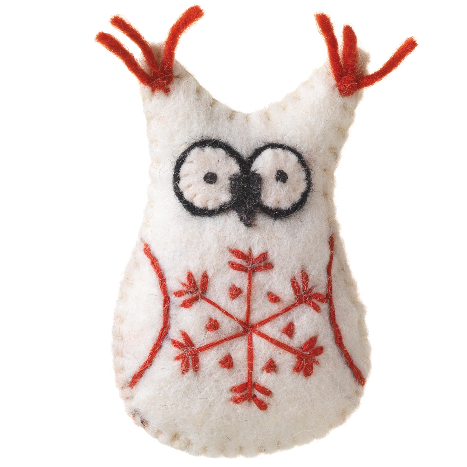 Wild Woolies Ornament Snowflake Owl White