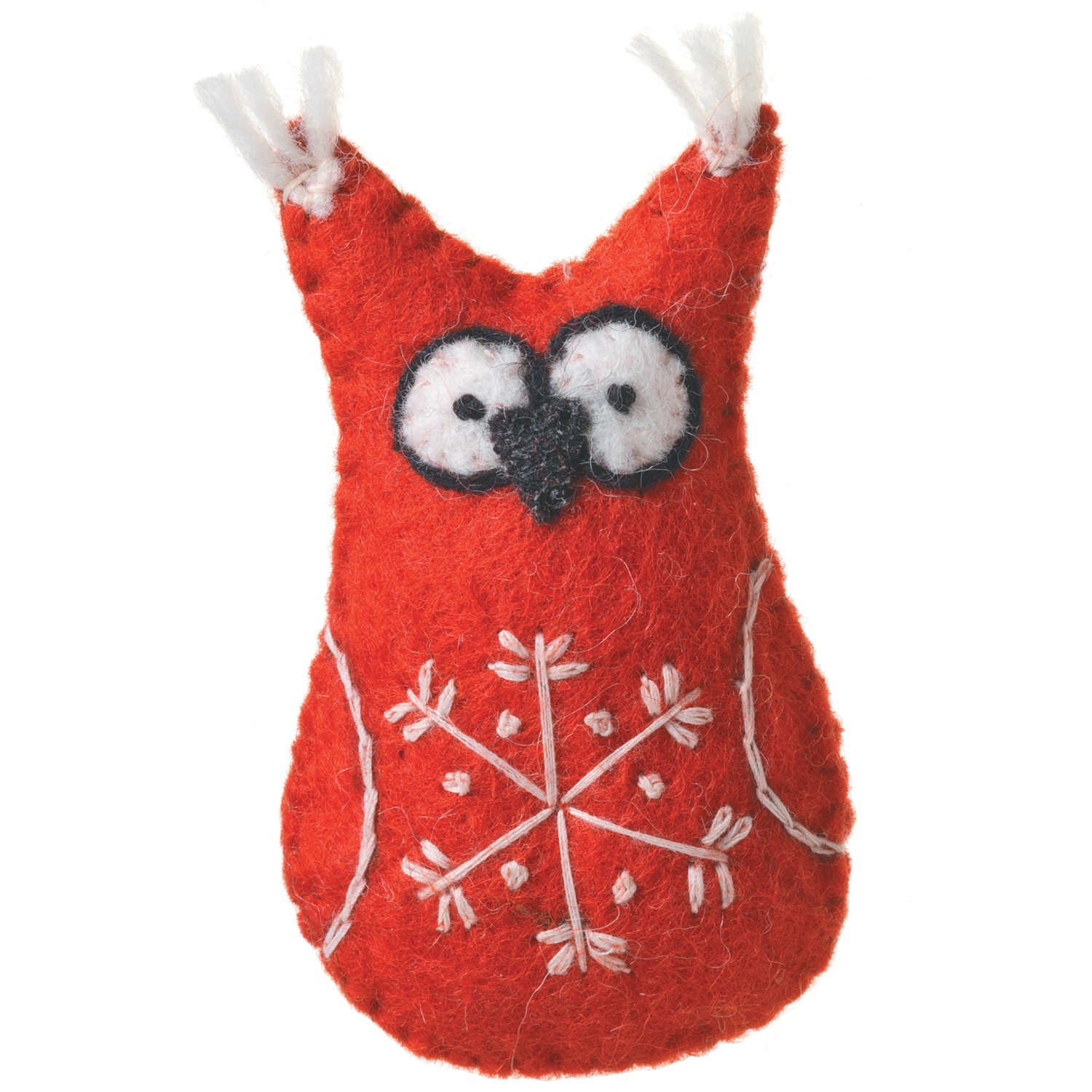 Wild Woolies Ornament Snowflake Owl Red