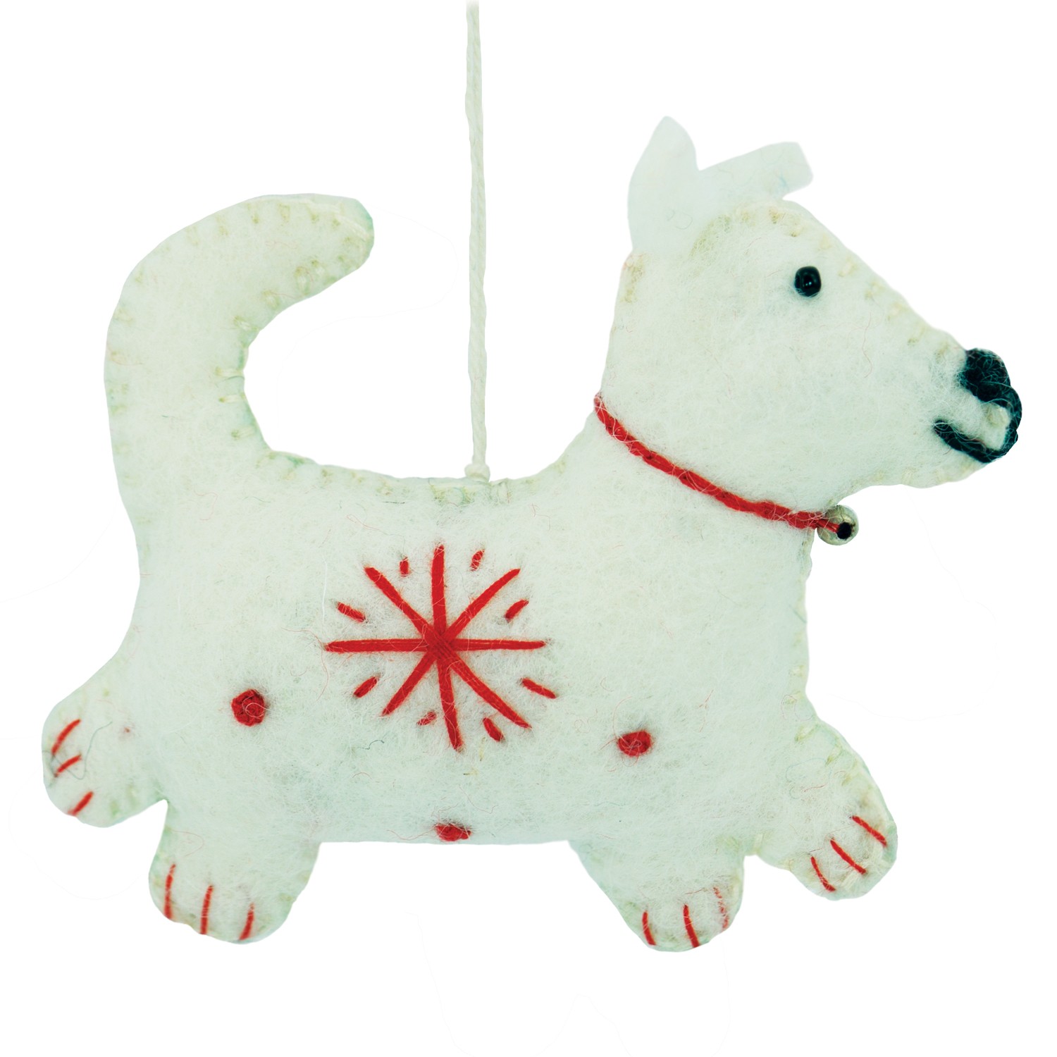 Wild Woolies Ornament Snowflake Dog White