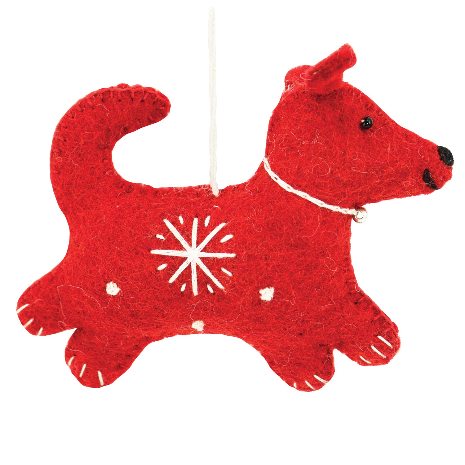 Wild Woolies Ornament Snowflake Dog Red