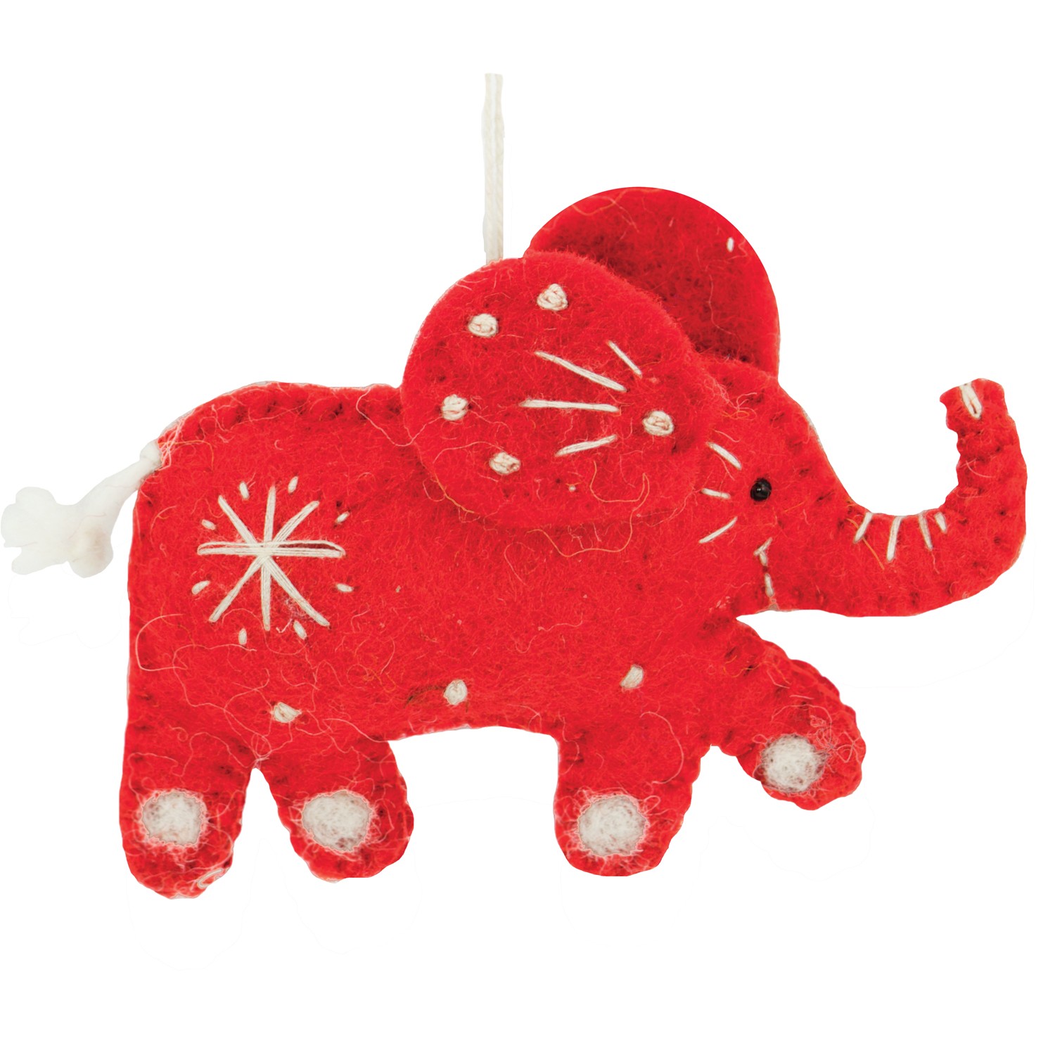 Wild Woolies Ornament Snowflake Elephant Red