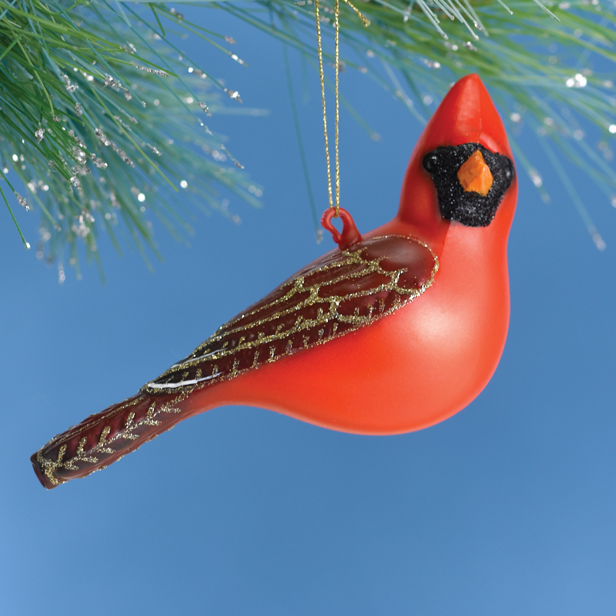 Blown Glass Bird Ornament Male Northern Cardinal