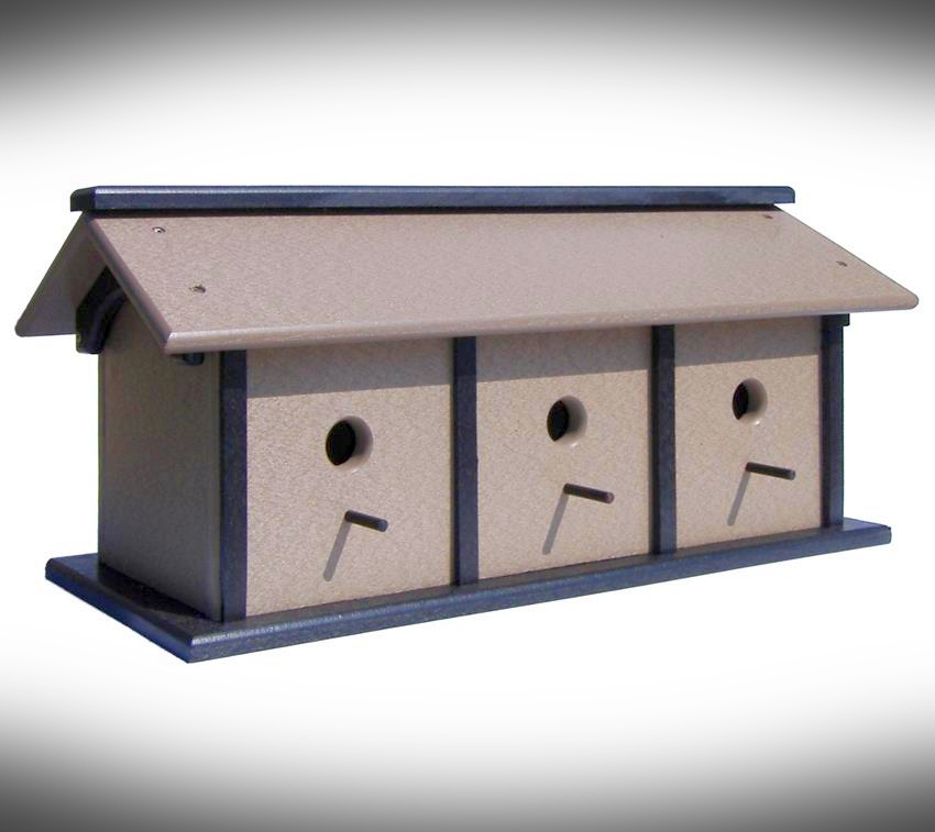 Amish Recycled Poly Triple Condo Bird House