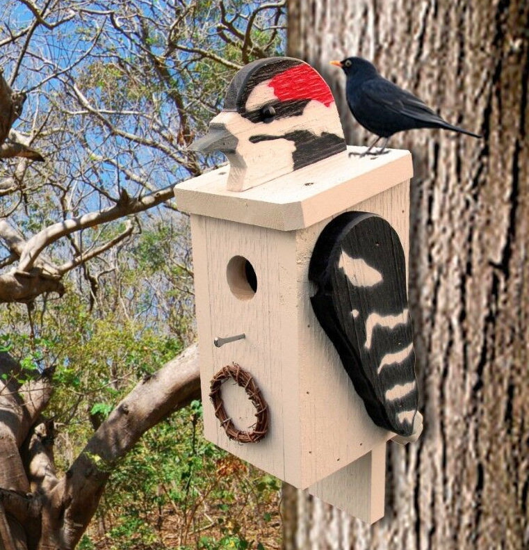 Amish Hand-Made Shaped Birdhouse Woodpecker