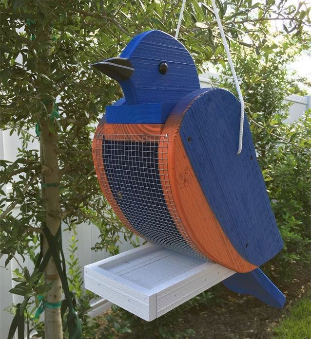 Amish Hand-Made Shaped Bird Feeder Bluebird