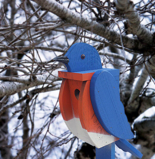 Amish Hand-Made Shaped Birdhouse Bluebird