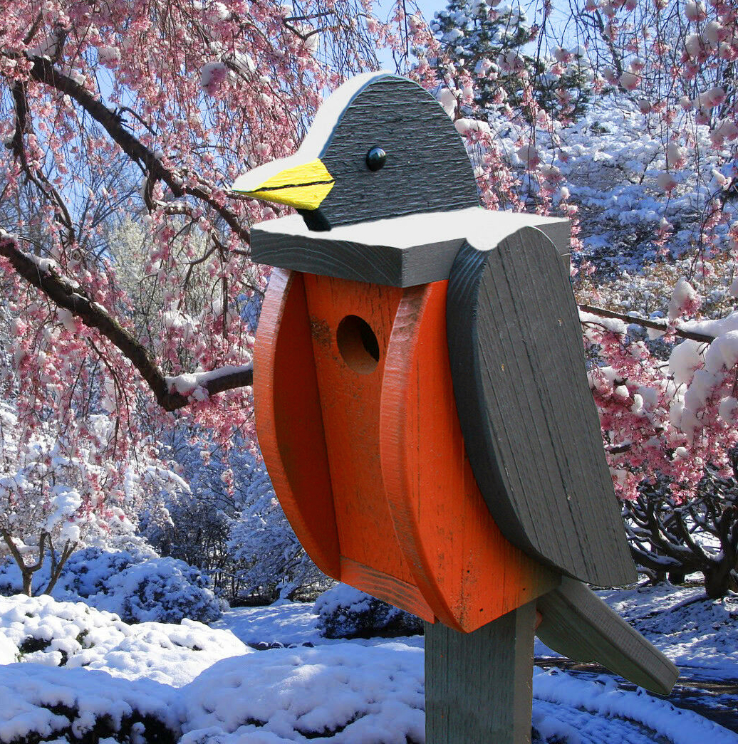 Amish Hand-Made Shaped Birdhouse Robin