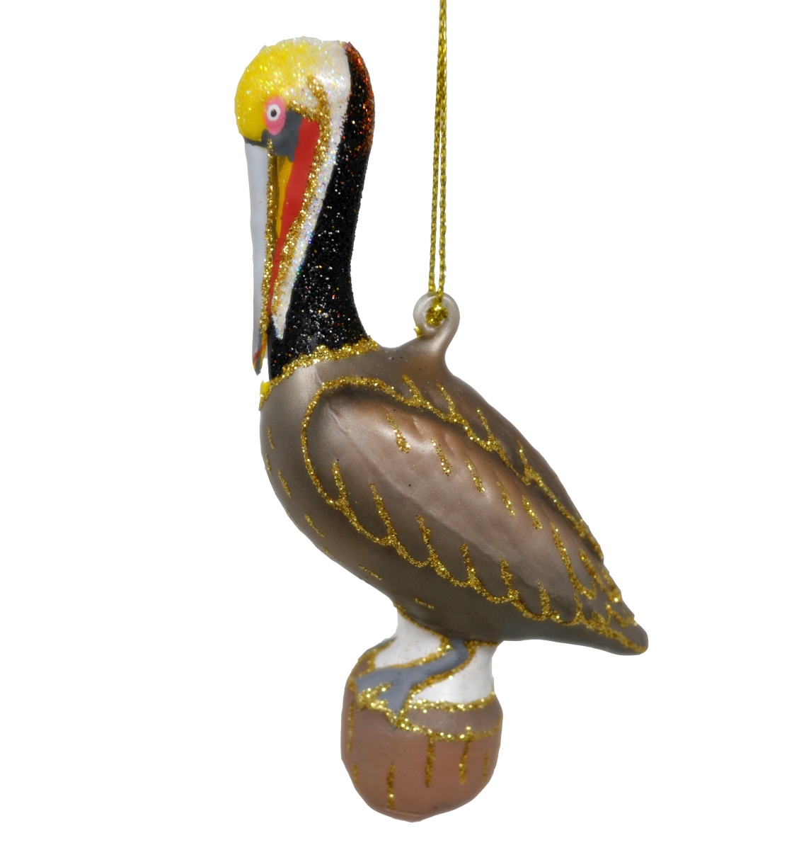 Blown Glass Bird Ornament Brown Pelican