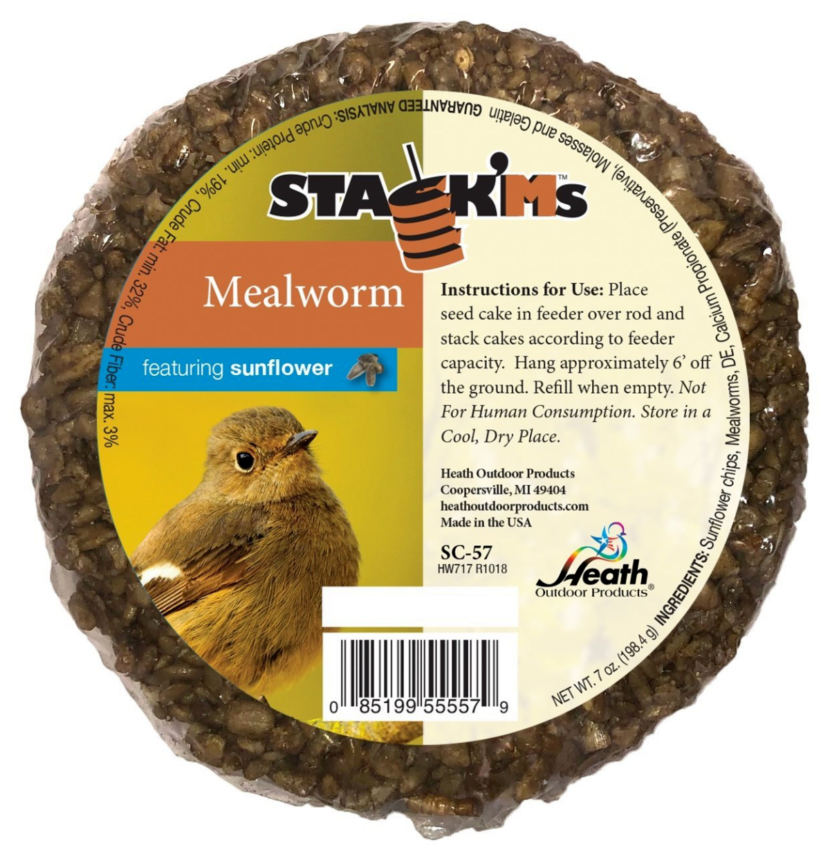 Stack'M Seed Cake Mealworm w/Sunflower 6/Pack