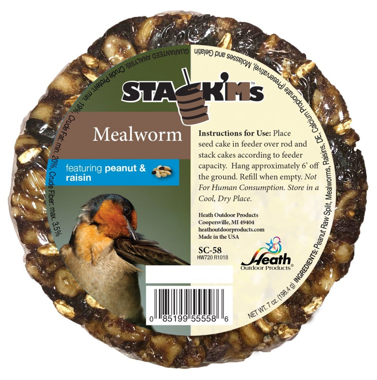 Stack'M Seed Cake Mealworm w/Peanut & Raisin 6/PAK