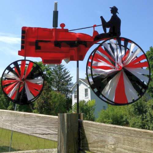 Red Farm Tractor Wind Spinner