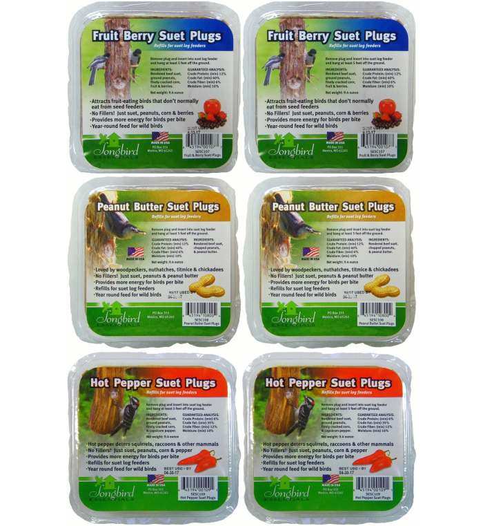 Songbird Cedar Suet Plugs Variety 18/Pack