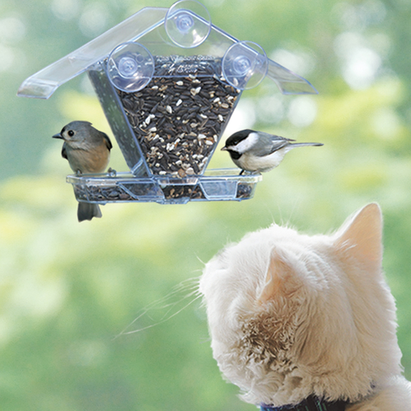 Aspects Window Cafe Bird Seed Feeder Clear View Easy Mount Clean Fills 3/4 Quart 