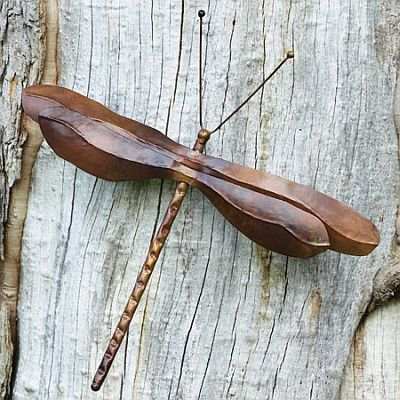 Flamed Copper Dragonfly Wall Mount