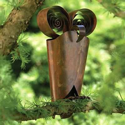 Flamed Copper Owl Sculpture Stand/Hang/Wall Mount