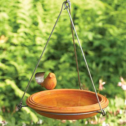 Spice Round Ceramic Hanging Bird Bath