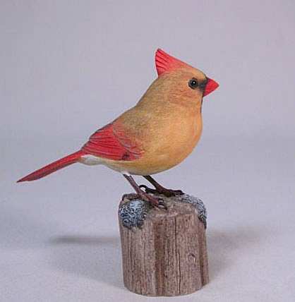 Carved Northern Cardinal Female 4-1/2