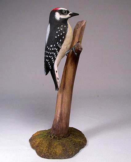 Carved Downy Woodpecker