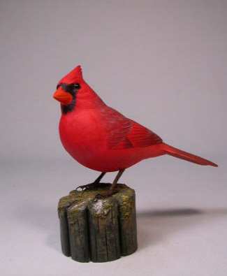 Carved Northern Cardinal Life-Size Male #1