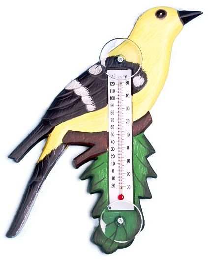 Weather or Not Window Thermometer Goldfinch