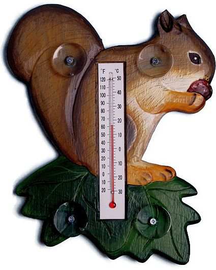 Weather or Not Window Thermometer Squirrel/Leaf