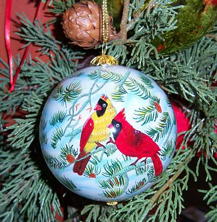 Songbird Series Fire In the Snow Ornament