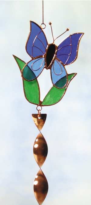 Stained Glass Twister Blue Butterfly