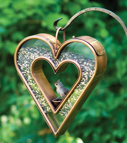 Heart Fly-Through Bird Feeder Venetian Bronze