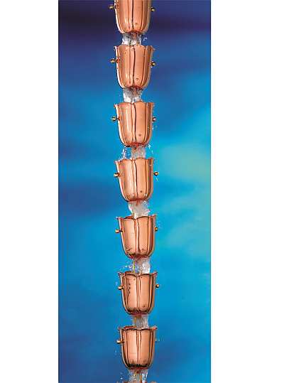 Bluebell 18 Cup Copper Rain Chain 6 ft.