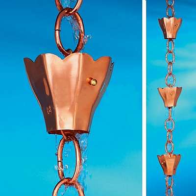 Tulip 6 Cup Copper Rain Chain 6 ft.