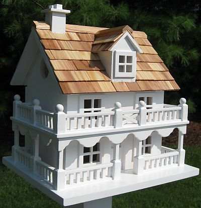 Classic Novelty Cottage Bird House White