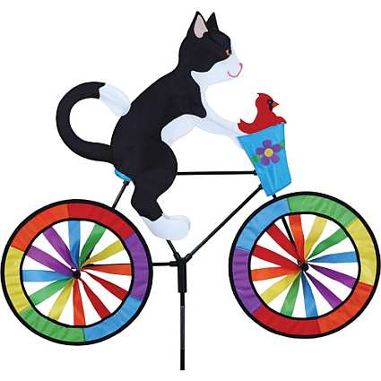 Tuxedo Cat Bicycle Garden Spinner Large