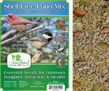 Songbird Shell-Free Patio Mix Bird Seed 20#