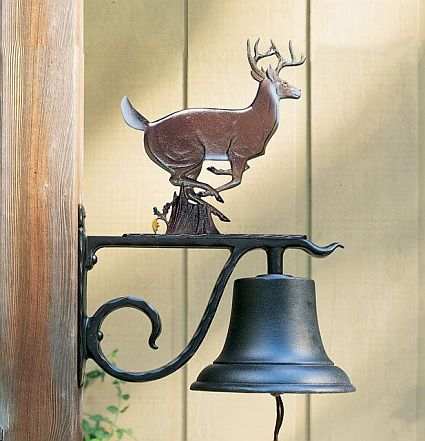 Large Country Bell with Whitetail Deer Painted