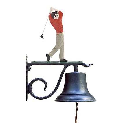 Large Country Bell with Golfer Painted
