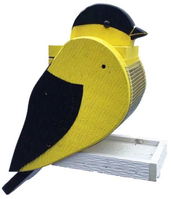 Amish Handcrafted Wooden Bird Feeder Goldfinch
