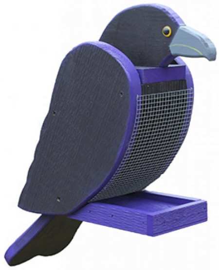 Amish Handcrafted Bird Shaped Feeder Raven