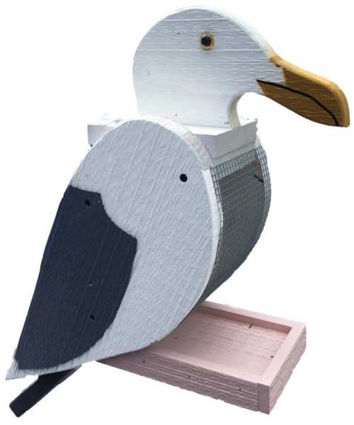 Amish Handcrafted Wooden Bird Feeder Seagull