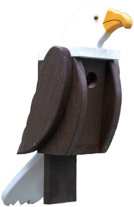 Amish Hand-Made Bird Shaped Wooden Birdhouse Bald Eagle