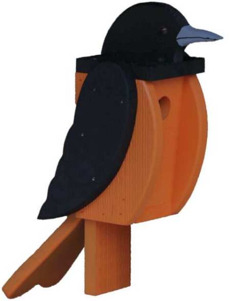 Amish Hand-Made Bird Shaped Wooden Birdhouse Oriole