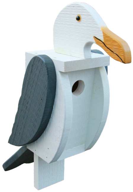 Amish Hand-Made Bird Shaped Wooden Birdhouse Seagull