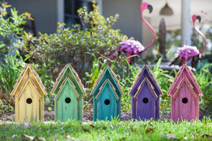 Bluebird Brights Bird House available in Turquoise, Purple, Yellow, Green and Pink colors
